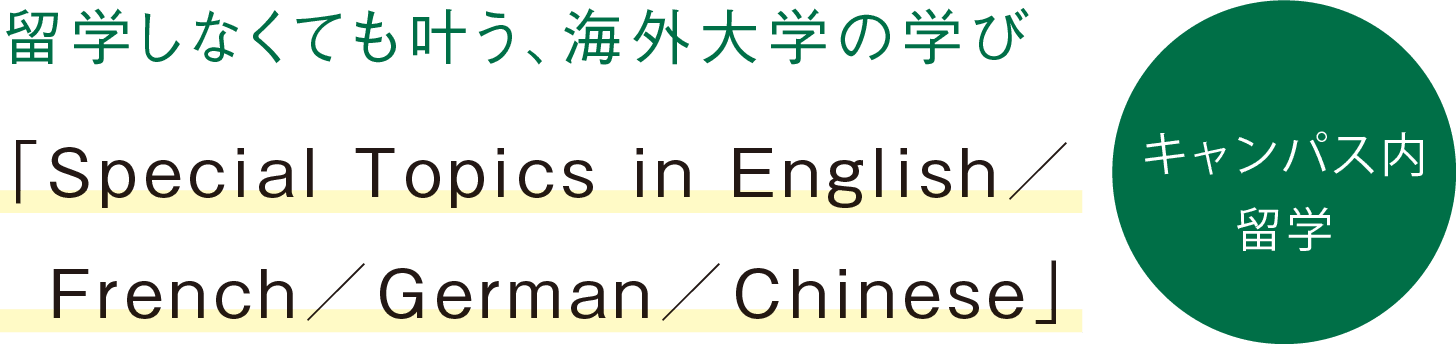 留学しなくても叶う、海外大学の学び「Special Topics in English／French／German／Chinese」